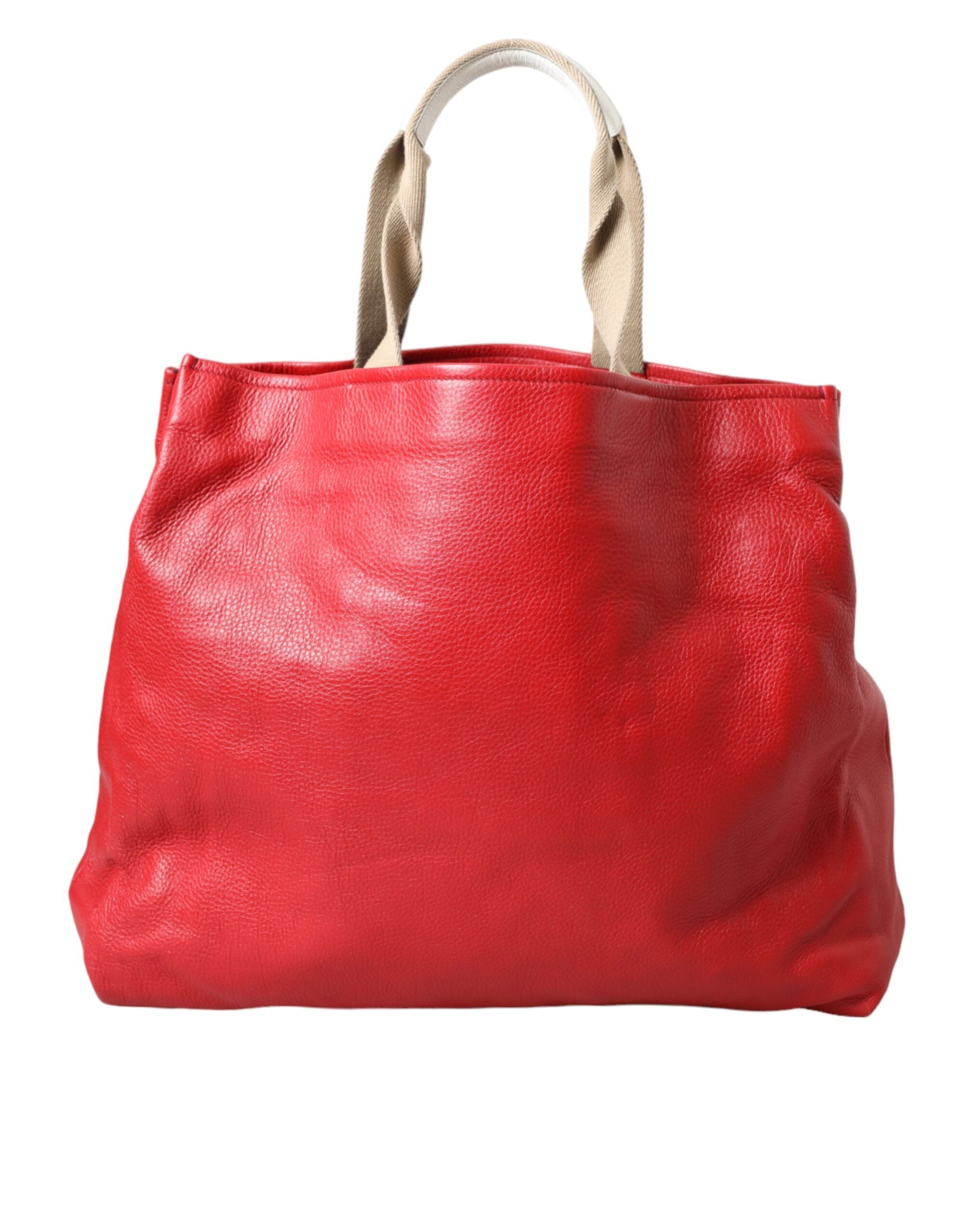 Dolce & Gabbana Kırmızı Deri #DGFamily Patch Tote Çanta